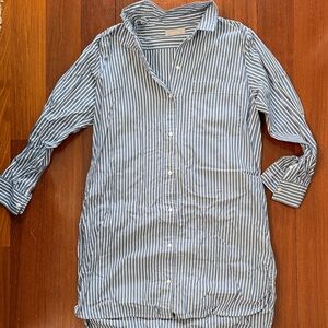 Everlane Blue and White Stripe Cotton Shirt Dress